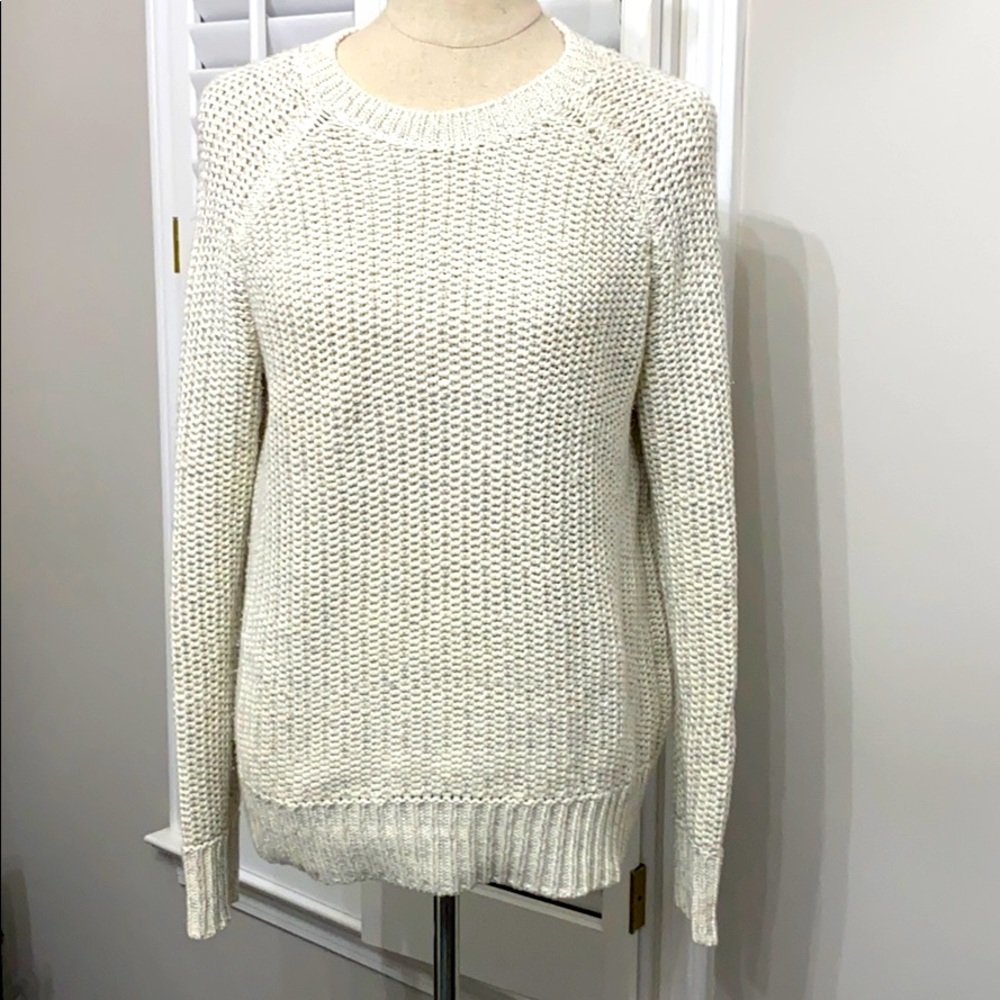Vince Cream/Gray Cotton Blend Sweater SZ S